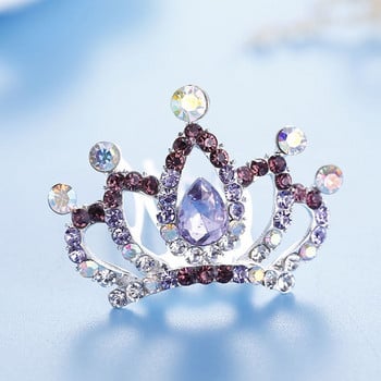 1Pc Fashion Mini Crystal Rhinestone Princess Crown Hair Comb Δώρο πάρτι γενεθλίων Τιάρες για κορίτσια Παιδικά αξεσουάρ για κοσμήματα μαλλιών