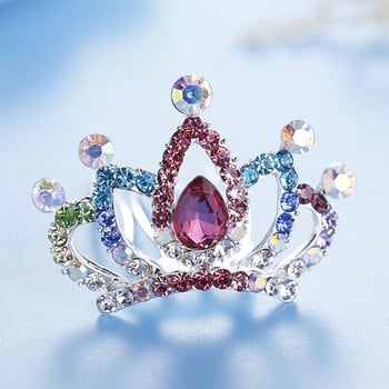 1Pc Fashion Mini Crystal Rhinestone Princess Crown Hair Comb Δώρο πάρτι γενεθλίων Τιάρες για κορίτσια Παιδικά αξεσουάρ για κοσμήματα μαλλιών