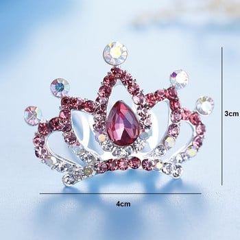 1Pc Fashion Mini Crystal Rhinestone Princess Crown Hair Comb Δώρο πάρτι γενεθλίων Τιάρες για κορίτσια Παιδικά αξεσουάρ για κοσμήματα μαλλιών