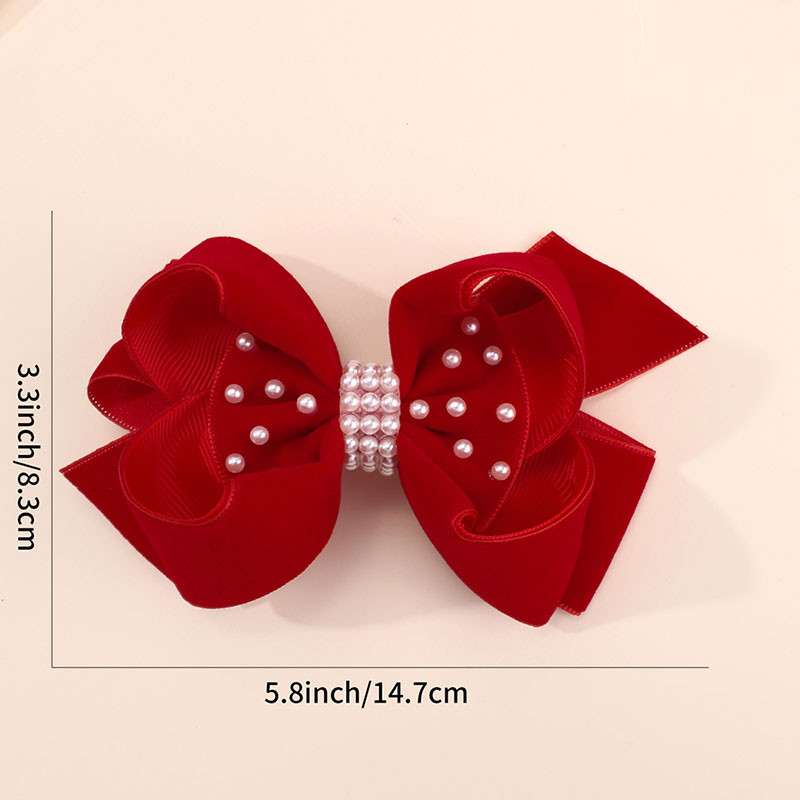 Divatos, tömör bársony masni hajcsat lányoknak Kézzel készített gyöngy lófarok hajtű gyerekeknek, fejfedők butik hajkiegészítők