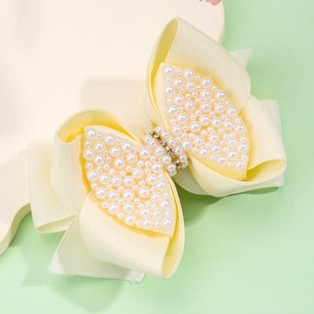 Sweet Pearl Hair Bow Clips Boutique Pink Rhinestone Bowknot Φουρκέτες για κορίτσια Εργαλεία styling μαλλιών Καλύμματα κεφαλής Παιδικά αξεσουάρ μαλλιών