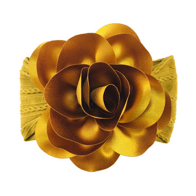 Powmuco 15*9 CM ühevärviline triibuline elastne nailonist juuksepael, mood käsitsi valmistatud lilledega beebitüdrukute peapael, väikelaste peakate, lastele kingitus
