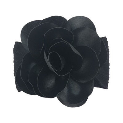 Powmuco 15*9 CM ühevärviline triibuline elastne nailonist juuksepael, mood käsitsi valmistatud lilledega beebitüdrukute peapael, väikelaste peakate, lastele kingitus