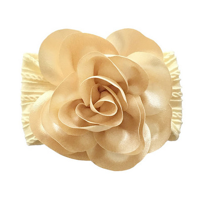 Powmuco 15*9 CM ühevärviline triibuline elastne nailonist juuksepael, mood käsitsi valmistatud lilledega beebitüdrukute peapael, väikelaste peakate, lastele kingitus