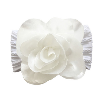 Powmuco 15*9 CM ühevärviline triibuline elastne nailonist juuksepael, mood käsitsi valmistatud lilledega beebitüdrukute peapael, väikelaste peakate, lastele kingitus