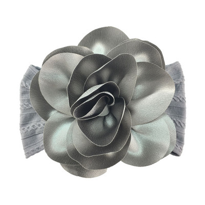 Powmuco 15*9 CM ühevärviline triibuline elastne nailonist juuksepael, mood käsitsi valmistatud lilledega beebitüdrukute peapael, väikelaste peakate, lastele kingitus