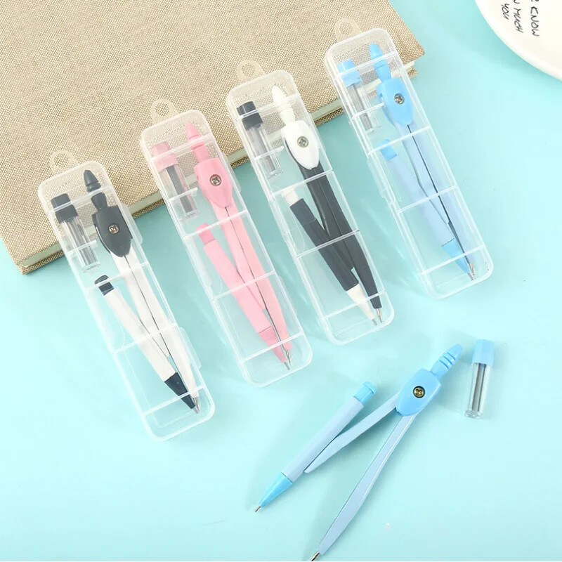 1 Vienkrāsu metāla kompasu komplekts rasēšanas piederumiem skolēniem, rakstāmpiederumiem, biroja izstrādājumiem