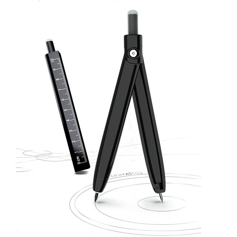 Daudzfunkcionāls kompass lineāls ar aizsargapvalku zīmuli, mākslas dizaina zīmēšanas rīks Biroja skolas studentu rakstīšanas rakstāmpiederumi