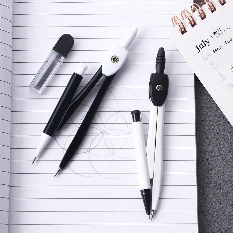 Bērnu skolas piederumi apļiem Māksla Dizains Nerūsējošais tērauds Studentu matemātikas kompass Zīmēšana Kompass Kompasu komplekts Ģeometrijas rīki