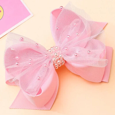 Sweet Pink Pearl Bowknot Matu sprādzes Jauki Meiteņu Mežģīnes Matu Spraudītes Bērniem Matu Veidošanas Instrumenti Dizaina galvassegas Meiteņu matu aksesuāri