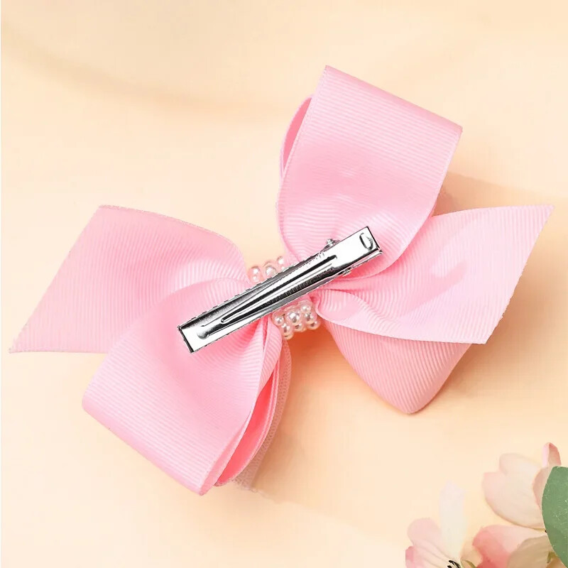 Édes rózsaszín gyöngy masnis hajtűk Aranyos lányok csipke hajcsattok gyerekeknek hajformázó eszközök butik fejfedők lányoknak hajkiegészítők