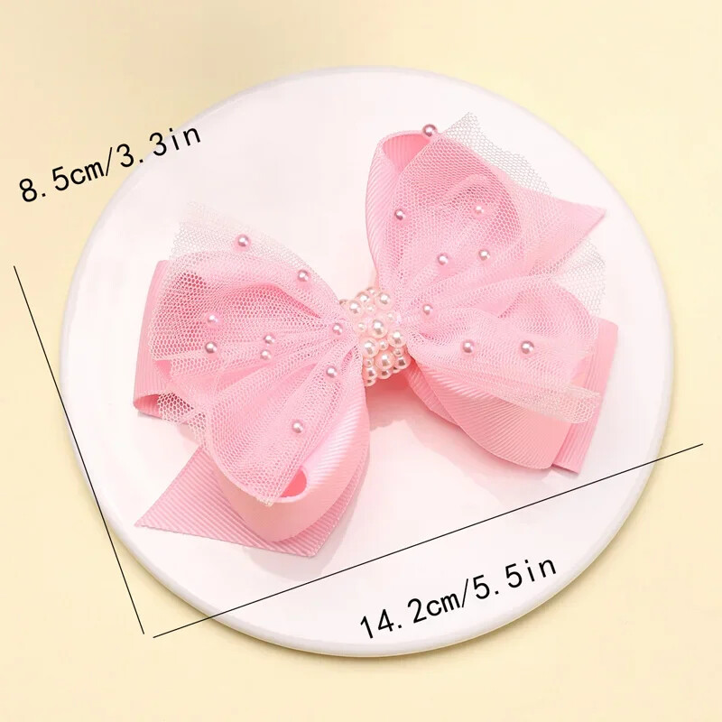 Édes rózsaszín gyöngy masnis hajtűk Aranyos lányok csipke hajcsattok gyerekeknek hajformázó eszközök butik fejfedők lányoknak hajkiegészítők