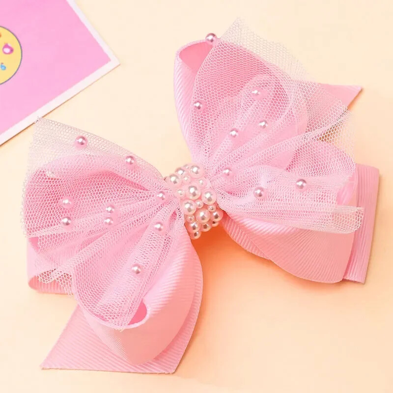 Édes rózsaszín gyöngy masnis hajtűk Aranyos lányok csipke hajcsattok gyerekeknek hajformázó eszközök butik fejfedők lányoknak hajkiegészítők