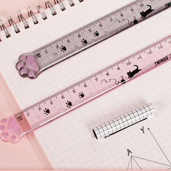 1 бр. Lytwtw\'s Cute Kitty Cat Paw Straight Ruler Kawaii Канцеларски материали Забавен подарък за рисуване Корейски офис училище Измерване на чертеж