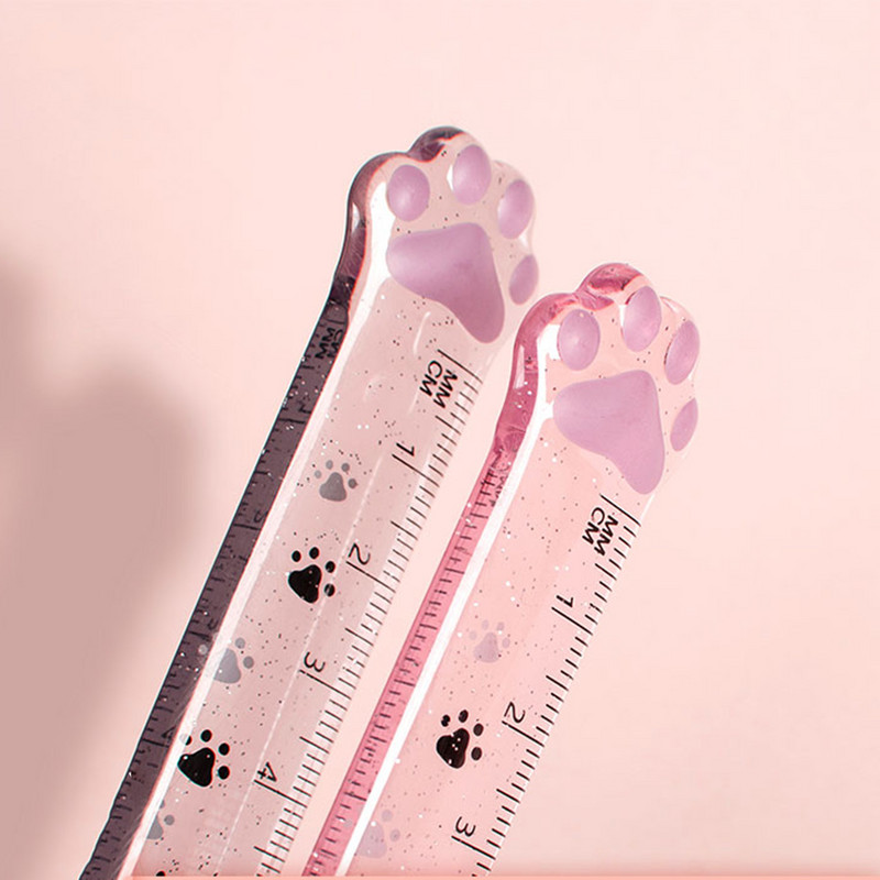 1 τεμ Lytwtw`s Cute Kitty Cat Paw Straight Ruler Kawaii Stationery Funny Drawing Drawing Korean Office School Measuring Drawing