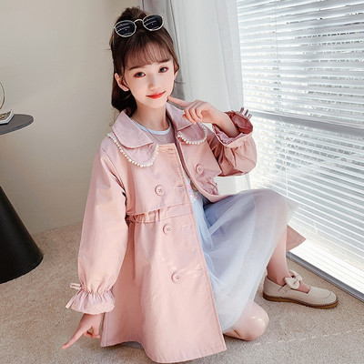 4-14 éves korig gyöngyös hajtókás lányok kabát tavaszi ősz koreai gyerek dzseki új divat szélvédő felsőruházat gyermek új ruházat