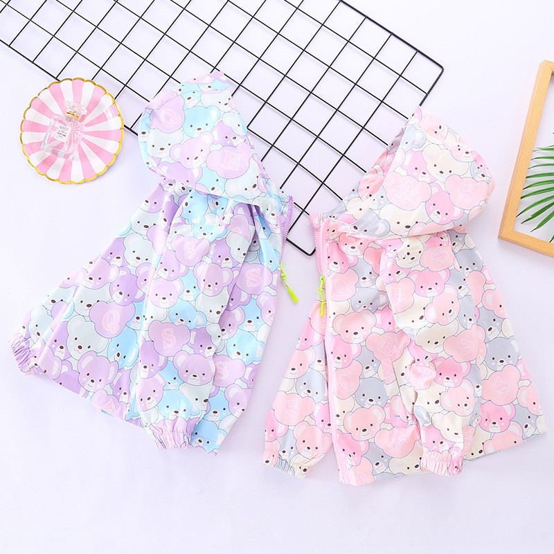 Proljeće Jesen Vjetrovka Jakna za djevojčice 4-12 godina Kaput 2021. Novi medvjed iz crtića Ležerna jakna s kapuljačom Dječja odjeća Gornja odjeća za djecu