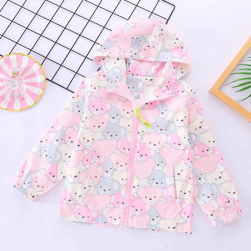 Proljeće Jesen Vjetrovka Jakna za djevojčice 4-12 godina Kaput 2021. Novi medvjed iz crtića Ležerna jakna s kapuljačom Dječja odjeća Gornja odjeća za djecu