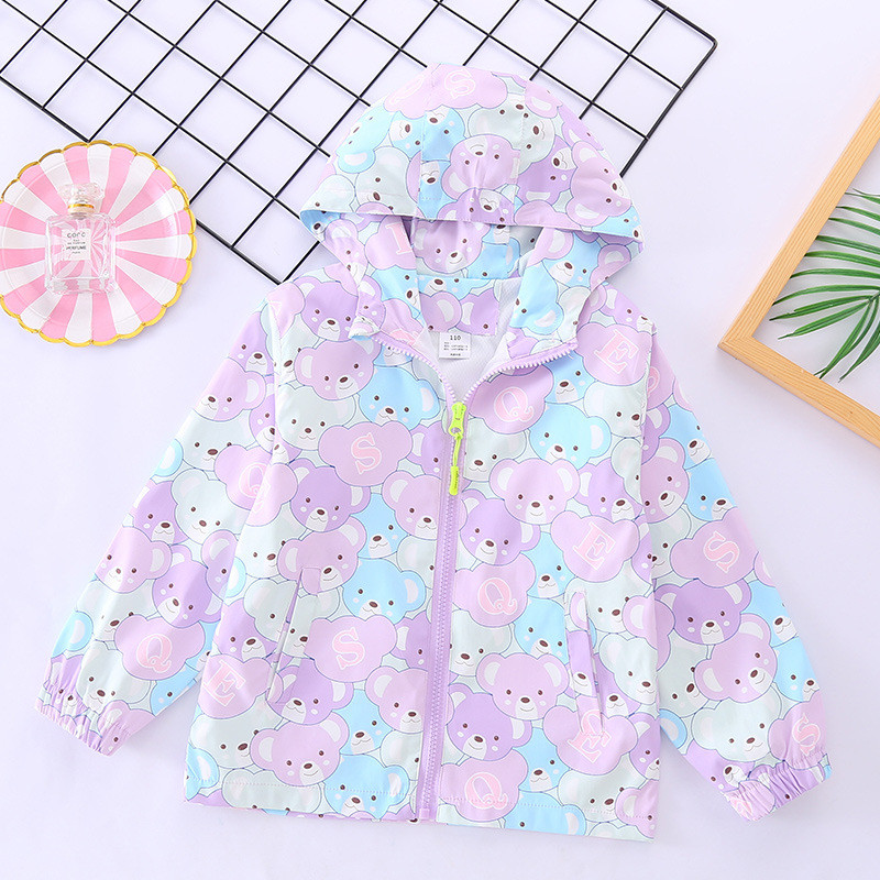 Proljeće Jesen Vjetrovka Jakna za djevojčice 4-12 godina Kaput 2021. Novi medvjed iz crtića Ležerna jakna s kapuljačom Dječja odjeća Gornja odjeća za djecu