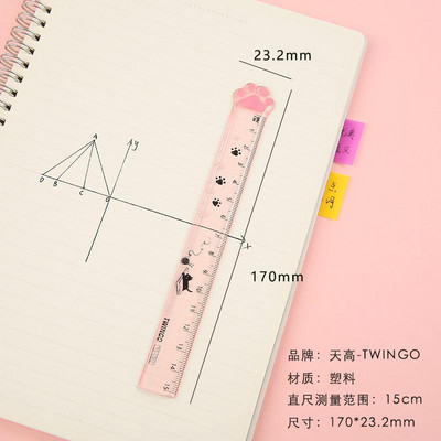 Kawaii mačja šapa plastično ravnalo ravno ravnalo plastični mjerni alat za studentski školski ured