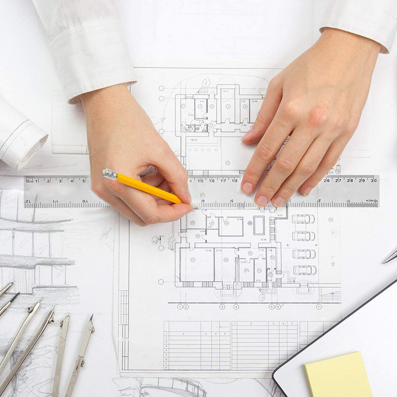 Prozirno plastično ravnalo 6/8/12 inča Standardna/metrička ravnala Ravno ravnalo Mjerni crtež za učenike Školski uredski pribor