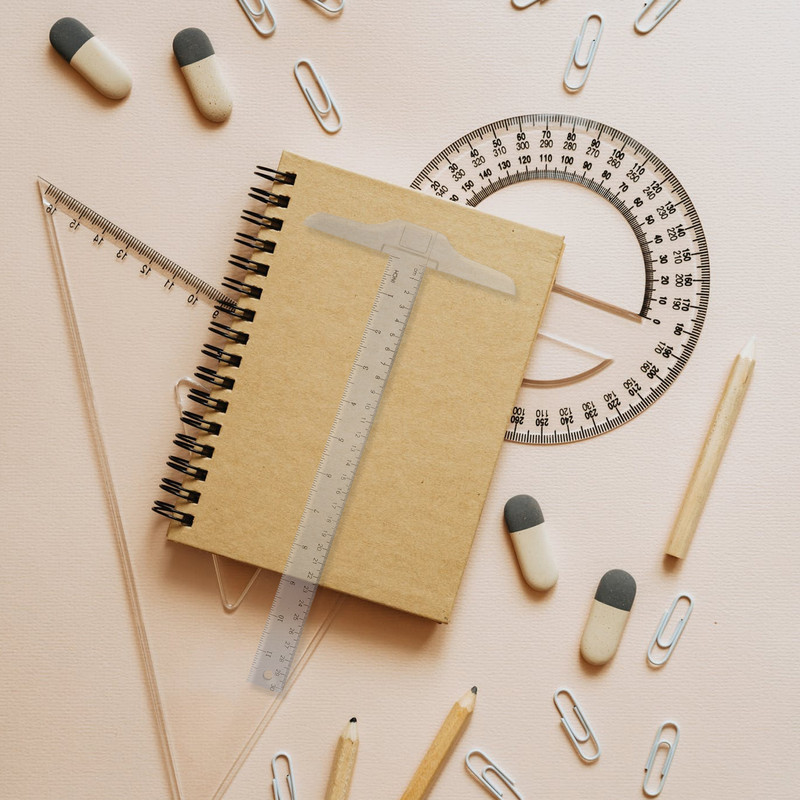 Ravnalo od 2 komada Profesionalni T oblik studentskog dizajna Mjerni alat Plastična ravnala Prozirni okvir T-kvadrat Pribor za crtanje Sklopivi