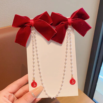 Elegantna biserna mašna Ukosnica za kosu Puni baršun Kandže za kosu Dječja princeza Najbolje ukosnice Novi modni ljepoti Dodaci za kosu