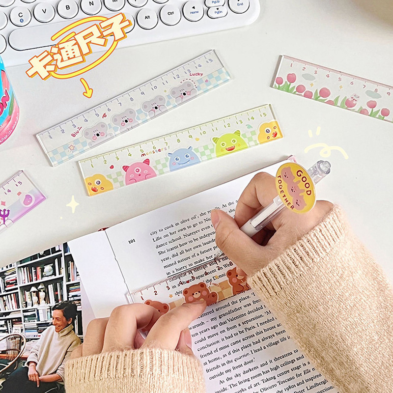 Aranyos vonalzó Iskolai kellékek Kawaii Kiegészítők 15 cm-es Rajzeszköz Koreai Írószer Fournitures Scolaires Diák Regla Vonalzó