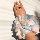 Large Rainbow Hair Scrunchies Elastic Hair Bands Ponytail Holder Πολύχρωμη oversized Scrunchie δέσιμο μαλλιών για κορίτσι γυναίκες