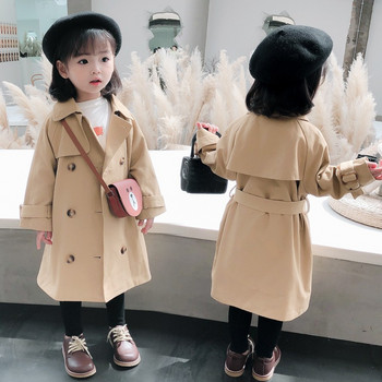 Μπουφάν England Style Windbreaker 1-6 Y Girls Μακριές καμπαρντίνες Girl Fashion Ανοιξιάτικο παλτό φθινοπώρου Νέα παιδικά casual ρούχα