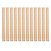 12 бр. 30 см дървена права линийка Метрична линийка Прецизен двустранен инструмент за измерване Офис Училищни канцеларски материали Подаръци за ученици