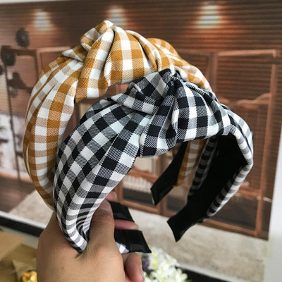 New Fashion Femei Hairband Classic Lattice Headband Adult Warm Hair Band Centrul Nod Headwear Turban Accesorii pentru păr