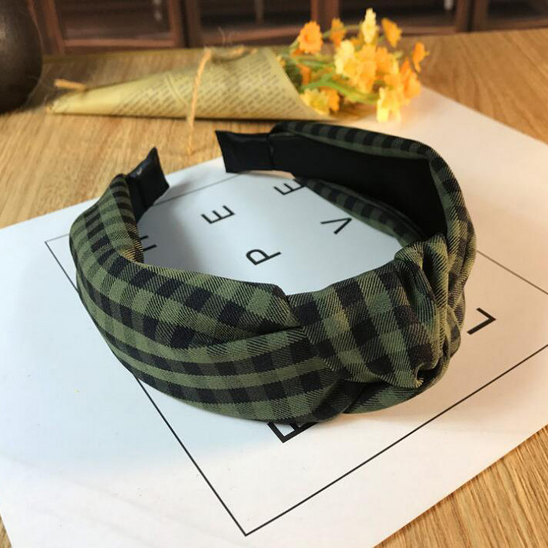 Új divatos női hajpánt klasszikus rácsos fejpánt felnőtt meleg hajpánt középső csomós fejfedő turbán hajtartozékok