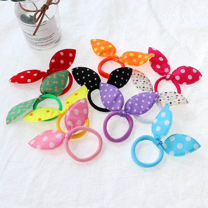 10db Aranyos Nyúlfül Hajgyűrű Lány Gumiszalag Rugalmas hajgumik Baba Fejfedők Koreai Gyermek Haj Kiegészítők Díszek