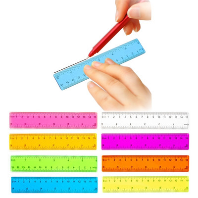 8 db 15cm-es színes átlátszó vonalzó műanyag vonalzók egyenes törésbiztos vonalzó matematikai kellékek iskolai irodai mérőeszközök