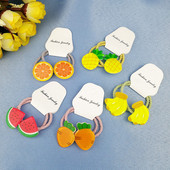 2бр. Сладки плодове, зеленчуци, банан, диня, еластични ленти за коса, деца, деца, въжета, аксесоари за коса, държач за опашка