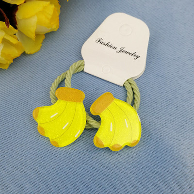 2бр. Сладки плодове, зеленчуци, банан, диня, еластични ленти за коса, деца, деца, въжета, аксесоари за коса, държач за опашка