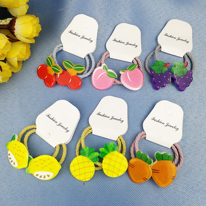 2бр. Сладки плодове, зеленчуци, банан, диня, еластични ленти за коса, деца, деца, въжета, аксесоари за коса, държач за опашка
