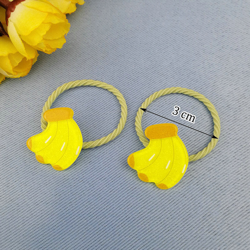 2бр. Сладки плодове, зеленчуци, банан, диня, еластични ленти за коса, деца, деца, въжета, аксесоари за коса, държач за опашка