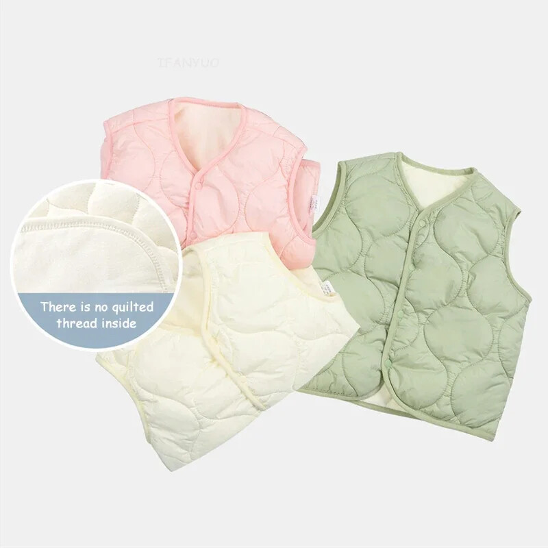 Baba őszi mellény vastagított pamut plüss lányok téli felsőruházat egyszínű sokoldalú fiúk gyerekeknek meleg mellények gyermekruházat