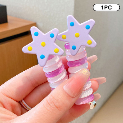 Моден плат Пеперуда Телефонна линия Пръстен за коса Цветни щипки за коса Конска опашка Гумени ленти за коса Аксесоари за коса Деца Момичета