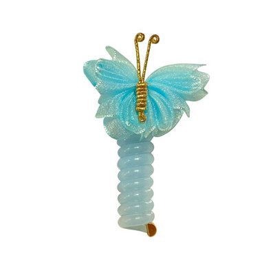 Моден плат Пеперуда Телефонна линия Пръстен за коса Цветни щипки за коса Конска опашка Гумени ленти за коса Аксесоари за коса Деца Момичета