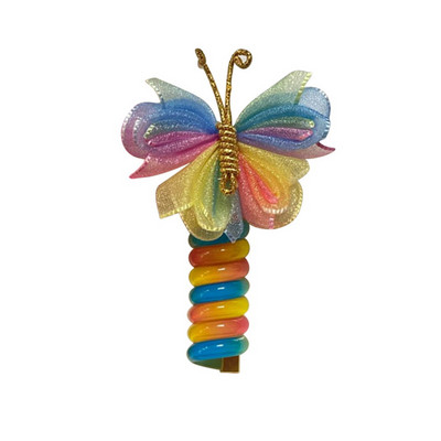 Моден плат Пеперуда Телефонна линия Пръстен за коса Цветни щипки за коса Конска опашка Гумени ленти за коса Аксесоари за коса Деца Момичета