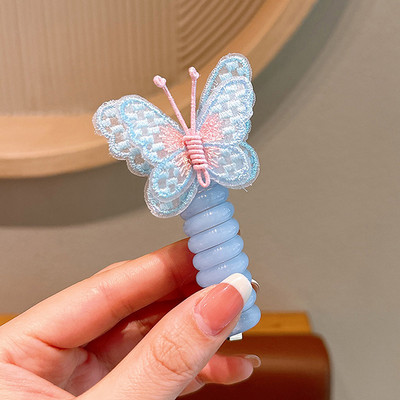 Моден плат Пеперуда Телефонна линия Пръстен за коса Цветни щипки за коса Конска опашка Гумени ленти за коса Аксесоари за коса Деца Момичета