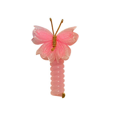 Моден плат Пеперуда Телефонна линия Пръстен за коса Цветни щипки за коса Конска опашка Гумени ленти за коса Аксесоари за коса Деца Момичета