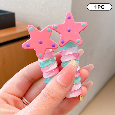 Моден плат Пеперуда Телефонна линия Пръстен за коса Цветни щипки за коса Конска опашка Гумени ленти за коса Аксесоари за коса Деца Момичета