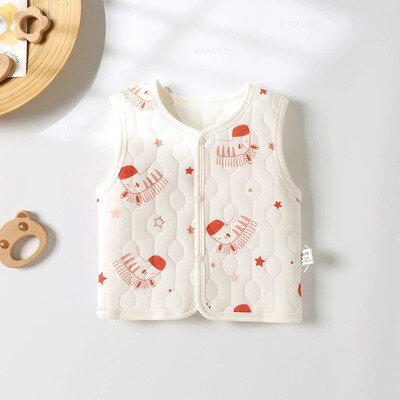 Újszülött baba ujjatlan mellények pamut párnázott gyerekek tavaszi meleg kardigán dzseki csecsemő aranyos rajzfilm polár szélálló téli ruhák