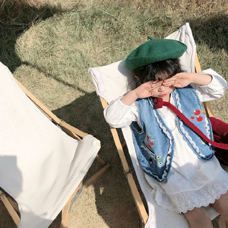 Βρεφικά και κορίτσια Γλυκά κεντημένα Εργασία με μονόστηθο τζιν γιλέκο σχολικό παιδικό γιλέκο Παιδικό μπλουζάκι για 1-10 ετών