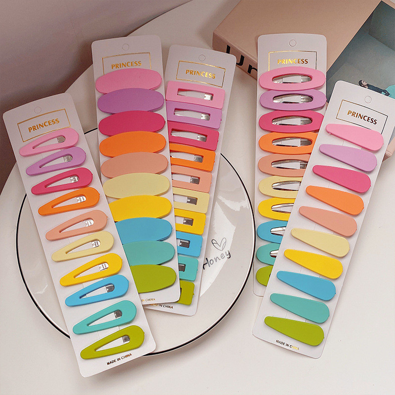 10db/készlet Színes BB Clipek Candy Color Édes geometrikus hajcsattok Női Lányok Hajdísz Hajtű Barrette Haj kiegészítők