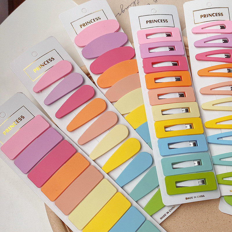 10db/készlet Színes BB Clipek Candy Color Édes geometrikus hajcsattok Női Lányok Hajdísz Hajtű Barrette Haj kiegészítők